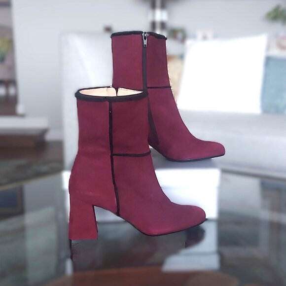 Ron White Burgundy, Weatherproof, Suede Ankle Boots - Size 37 (6.5 US) - Picture 2 of 9